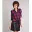 Camisa-Feminina-Xadrez-com-Amarracao-e-Bolso-Manga-Longa-Azul-Marinho-9171366-Azul_Marinho_1