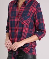Camisa-Feminina-Xadrez-com-Amarracao-e-Bolso-Manga-Longa-Azul-Marinho-9171366-Azul_Marinho_4