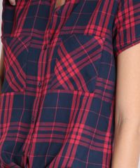 Camisa-Feminina-Xadrez-com-Amarracao-e-Bolsos-Manga-Curta-Azul-Marinho-9171367-Azul_Marinho_4