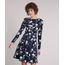 Vestido-Feminino-Floral-Curto-Drapeado-Manga-Longa-Decote-Redondo-Azul-Marinho-9126984-Azul_Marinho_1