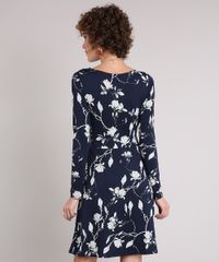 Vestido-Feminino-Floral-Curto-Drapeado-Manga-Longa-Decote-Redondo-Azul-Marinho-9126984-Azul_Marinho_2