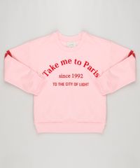Blusao-Infantil--Take-Me-To-Paris--em-Moletom-Manga-Longa-Decote-Redondo-Rosa-9195316-Rosa_1