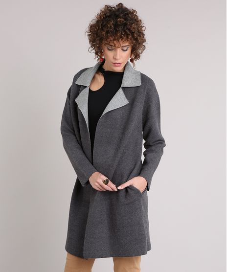 Capa-Feminina-Longa-Bicolor-em-Trico-Cinza-Mescla-Escuro-8874036-Cinza_Mescla_Escuro_1