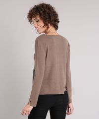 Sueter-Feminino-em-Trico-com-Bolsos--Kaki-8877649-Kaki_2