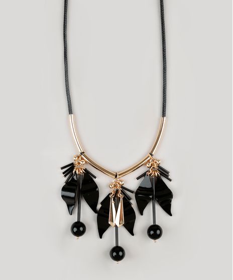 Colar-Feminino-com-Pingentes-de-Acrilico-Preto-9035071-Preto_1