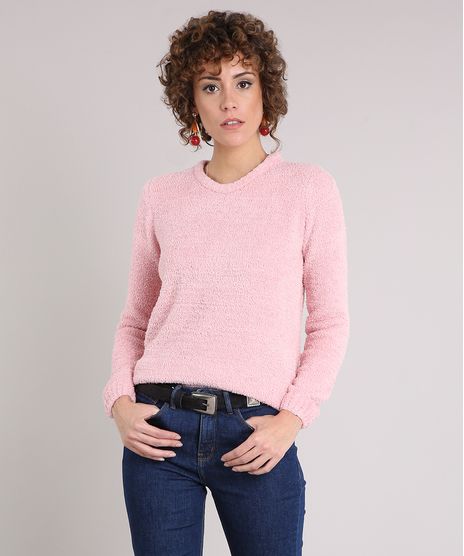 Sueter-Feminino-Basico-em-Trico-Felpudo-Manga-Longa-Decote-Redondo-Rose-8833894-Rose_1