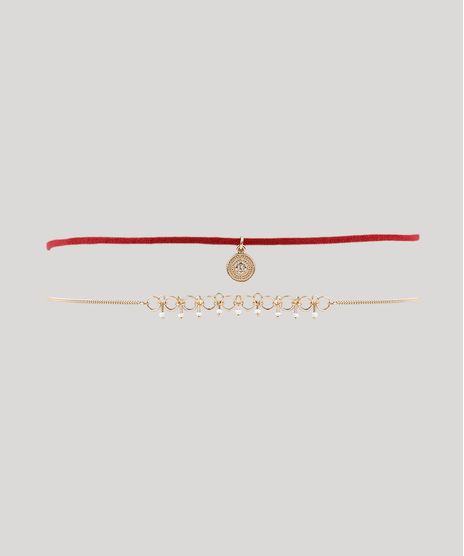Kit-de-2-Gargantilhas-Choker-com-Pingentes-Dourado-9037243-Dourado_1