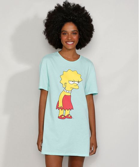 Camisola-Feminina-Lisa-Simpson-Manga-Curta-Verde-Claro-9974461-Verde_Claro_1