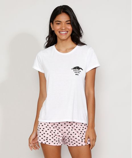 Pijama-Feminino-Gatinho-Manga-Curta-Branco-9974711-Branco_1