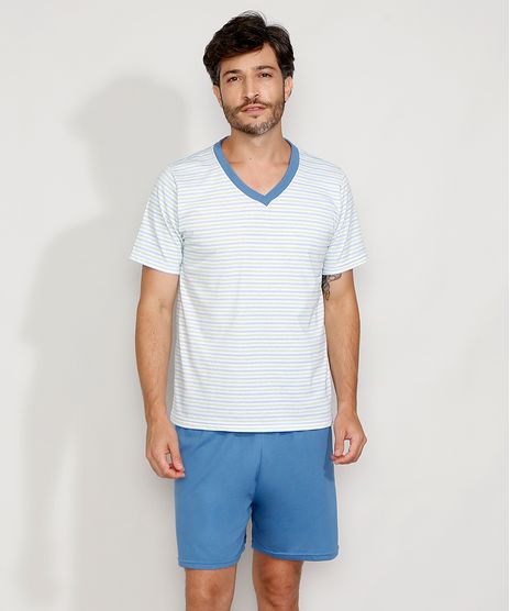 Pijama-Masculino-Lupo-com-Listras-Manga-Curta-Branco-9971833-Branco_1