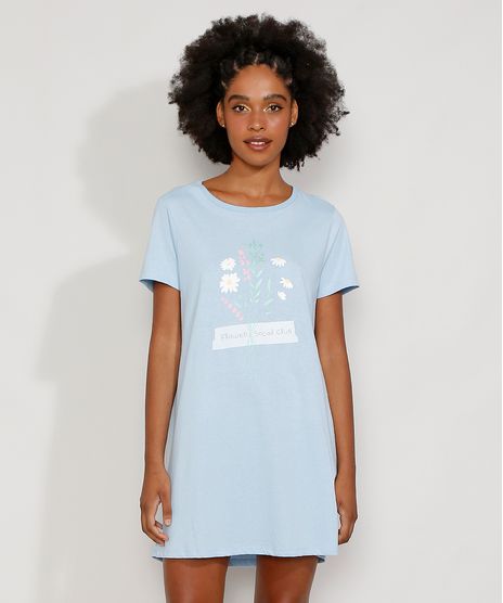 Camisola-Feminina-Flores-Manga-Curta-Azul-Claro-9972750-Azul_Claro_1