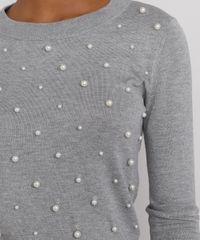 Sueter-de-Trico-Feminino-Basico-com-Perolas-Decote-Redondo-Cinza-Mescla-9804202-Cinza_Mescla_4