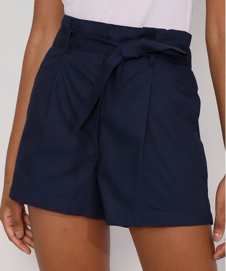 Short-Feminino-Clochard-Cintura-Alta-Alfaiataria-com-Bolsos-e-Faixa-para-Amarrar-Azul-Marinho-9983098-Azul_Marinho_1