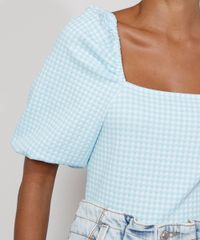Blusa-de-Jacquard-Feminina-Estampada-Xadrez-Vichy-Manga-Bufante-Decote-Reto-Azul-Claro-9980306-Azul_Claro_5 Blusa-de-Jacquard-Feminina-Estampada-Xadrez-Vichy-Manga-Bufante-Decote-Reto-Azul-Claro-9980306-Azul_Claro_5