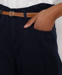 Calca-de-Sarja-Feminina-Clochard-Cintura-Alta-com-Cinto-Azul-Marinho-9984440-Azul_Marinho_4