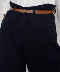 Calca-de-Sarja-Feminina-Clochard-Cintura-Alta-com-Cinto-Azul-Marinho-9984440-Azul_Marinho_5