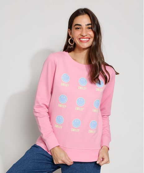 Blusa-de-Moletom-Feminina-Smiley-Decote-Redondo-Rosa-9976564-Rosa_1