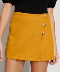 Short-Saia-Feminino-Cintura-Alta-com-Linho-e-Botoes-Mostarda-9976902-Mostarda_1