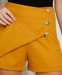 Short-Saia-Feminino-Cintura-Alta-com-Linho-e-Botoes-Mostarda-9976902-Mostarda_4