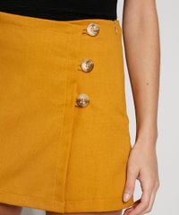 Short-Saia-Feminino-Cintura-Alta-com-Linho-e-Botoes-Mostarda-9976902-Mostarda_5