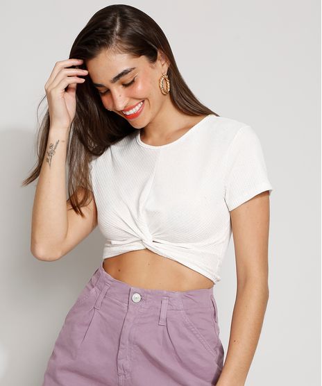 Blusa-Feminina-Manga-Curta-Cropped-Canelada-com-Torcao-Decote-Redondo-Off-White-9989646-Off_White_1