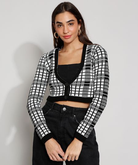 Cardigan-Feminino-de-Trico-Estampado-Xadrez-Cropped-Decote-V-Off-White-9977231-Off_White_1