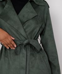 Casaco-Trench-Coat-de-Suede-Feminino-Transpassado-com-Bolsos-e-Faixa-para-Amarrar-Verde-Militar-9825172-Verde_Militar_4
