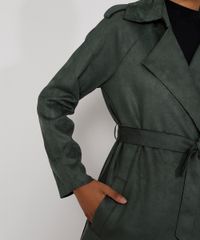 Casaco-Trench-Coat-de-Suede-Feminino-Transpassado-com-Bolsos-e-Faixa-para-Amarrar-Verde-Militar-9825172-Verde_Militar_5
