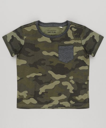 Camiseta-Infantil-Estampada-Camuflada-com-Bolso-Manga-Curta-Gola-Careca-Verde-Militar-9140063-Verde_Militar_1