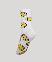 Meia-Feminina-Estampada-Smiley-Cano-Alto-Branca-9982459-Branco_2