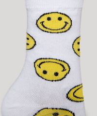 Meia-Feminina-Estampada-Smiley-Cano-Alto-Branca-9982459-Branco_3