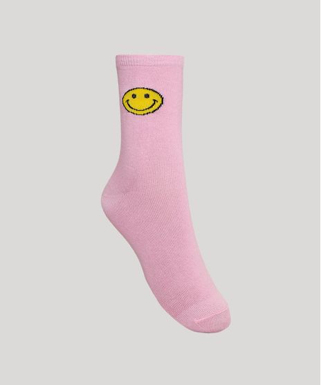Meia-Feminina-Smiley-Cano-Alto-Rosa-9982461-Rosa_1