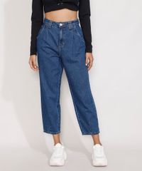 Calca-Jeans-Feminina-Baggy-Cintura-Super-Alta-com-Pregas-Azul-Medio-9978128-Azul_Medio_1
