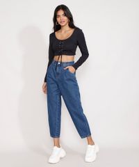 Calca-Jeans-Feminina-Baggy-Cintura-Super-Alta-com-Pregas-Azul-Medio-9978128-Azul_Medio_3
