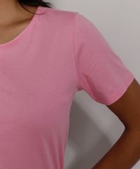 Camiseta-Feminina-Manga-Curta-Bicolor-Decote-Redondo-Rosa-9981697-Rosa_4