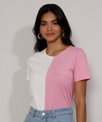 Camiseta-Feminina-Manga-Curta-Bicolor-Decote-Redondo-Rosa-9981697-Rosa_5
