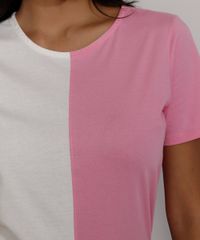 Camiseta-Feminina-Manga-Curta-Bicolor-Decote-Redondo-Rosa-9981697-Rosa_6