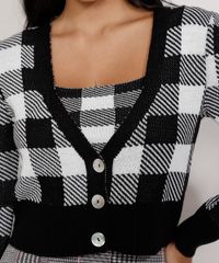 Cardigan-Feminino-de-Trico-Estampado-Xadrez-Vichy-Cropped-Decote-V-Preto-9985147-Preto_5