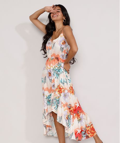 Vestido-Feminino-Midi-Mullet-Estampado-Floral-com-Babado-Alca-Fina-Bege-Claro-9971787-Bege_Claro_1