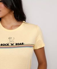 Camiseta-Feminina-Manga-Curta-Simba-O-Rei-Leao--Rock--N--Roar--Flocada-Decote-Redondo-Amarela-9979605-Amarelo_6