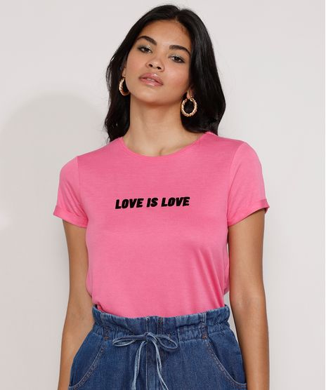 Camiseta-Feminina-Manga-Curta-Pride--Love-is-Love--Flocada-Decote-Redondo-Rosa-9976655-Rosa_1