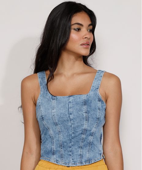 Regata-Jeans-Feminina-Cropped-Corset-Marmorizada-Alca-Larga-Decote-Reto-Azul-Claro-9985968-Azul_Claro_1