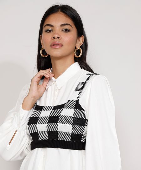 Top-Cropped-Feminino-Estampado-Xadrez-Vichy-Alca-Larga-Decote-Reto-Preto-9985148-Preto_1