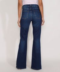 Calca-Jeans-Feminina-Flare-Cintura-Super-Alta-com-Fenda-Azul-Escuro-9985799-Azul_Escuro_2