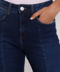 Calca-Jeans-Feminina-Flare-Cintura-Super-Alta-com-Fenda-Azul-Escuro-9985799-Azul_Escuro_4