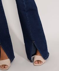 Calca-Jeans-Feminina-Flare-Cintura-Super-Alta-com-Fenda-Azul-Escuro-9985799-Azul_Escuro_6