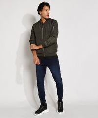 Jaqueta-Bomber-de-Nylon-Masculina-Acolchoada-com-Bolsos-Verde-Escuro-9973805-Verde_Escuro_3