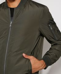Jaqueta-Bomber-de-Nylon-Masculina-Acolchoada-com-Bolsos-Verde-Escuro-9973805-Verde_Escuro_4