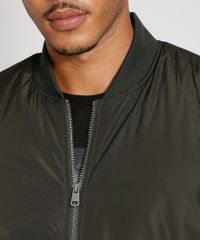 Jaqueta-Bomber-de-Nylon-Masculina-Acolchoada-com-Bolsos-Verde-Escuro-9973805-Verde_Escuro_5