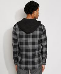 Camisa-de-Flanela-Masculina-Tradicional-Estampada-Xadrez-com-Capuz-Manga-Longa-Cinza-9974021-Cinza_2
